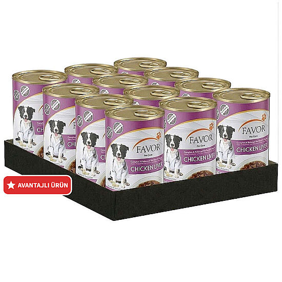 Favor Puppy Tavuk Ciğerli Yavru Köpek Konservesi 400 Gr x 12 Adet - 1