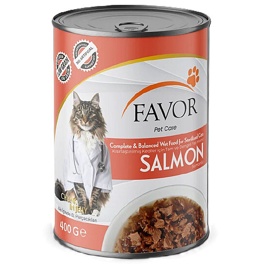 Favor Somonlu Kısırlaştırılmış Kedi Konservesi 400 Gr x 12 Adet - 2
