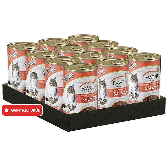 Favor Somonlu Kısırlaştırılmış Kedi Konservesi 400 Gr x 12 Adet - 1