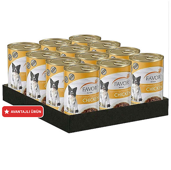 Favor Tavuk Etli Köpek Konservesi 400 Gr x 12 Adet - 1