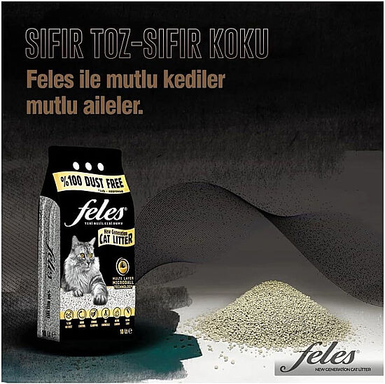 Feles Doğal Topaklanan Tozsuz Kedi Kumu 10 Lt - 4