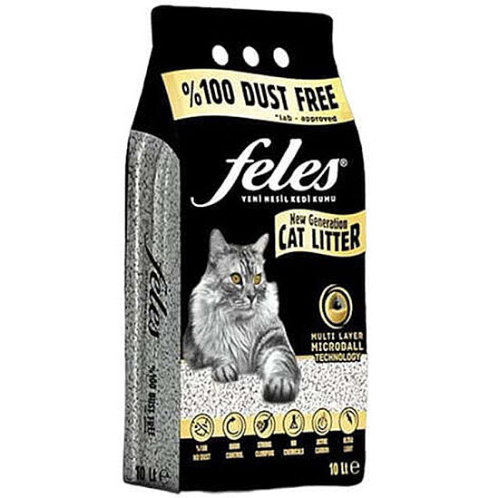Feles Doğal Topaklanan Tozsuz Kedi Kumu 10 Lt - 1