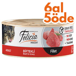 Felicia - Felicia Biftek Etli Fileto Tahılsız Kedi Konservesi 85 Gr - 6 Al 5 Öde