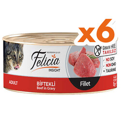 Felicia Insight Biftek Etli Fileto Tahılsız Kedi Konservesi 85 Gr x 6 Adet - Felicia