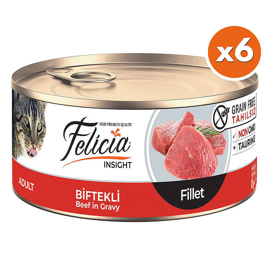 Felicia Insight Biftek Etli Fileto Tahılsız Kedi Konservesi 85 Gr x 6 Adet