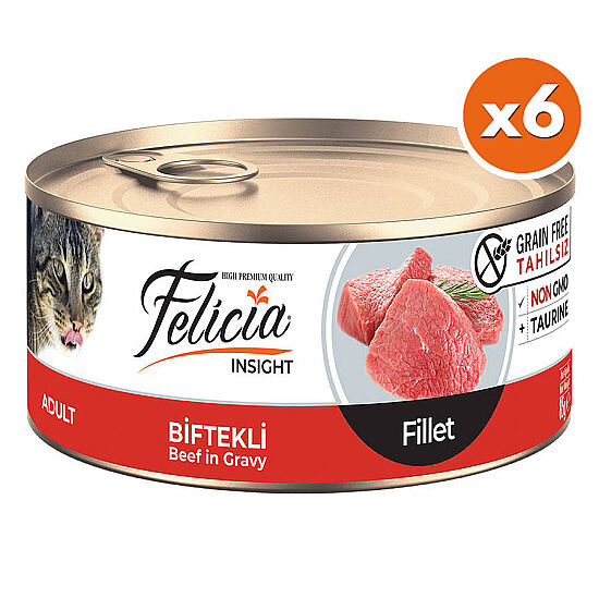 Felicia Insight Biftek Etli Fileto Tahılsız Kedi Konservesi 85 Gr x 6 Adet - 1