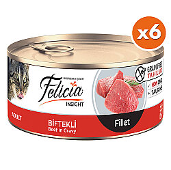 Felicia Insight Biftek Etli Fileto Tahılsız Kedi Konservesi 85 Gr x 6 Adet - Felicia