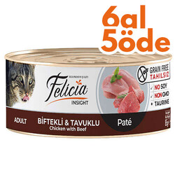 Felicia - Felicia Biftek ve Tavuk Etli Kıyılmış Tahılsız Kedi Konservesi 85 Gr - 6 Al 5 Öde