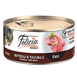 Felicia Insight Biftek ve Tavuk Etli Kıyılmış Tahılsız Kedi Konservesi 85 Gr - Felicia