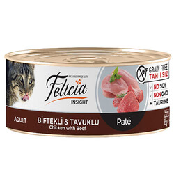 Felicia - Felicia Insight Biftek ve Tavuk Etli Kıyılmış Tahılsız Kedi Konservesi 85 Gr
