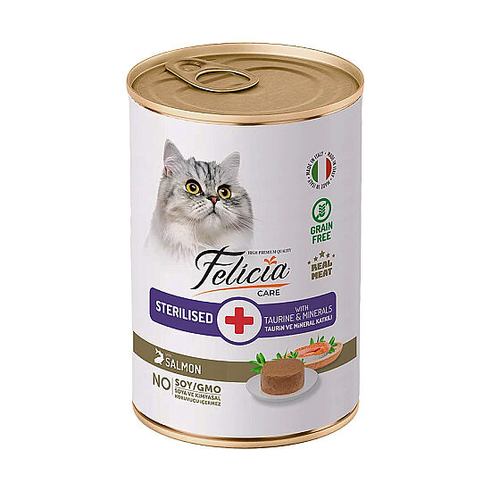 Felicia Care Sterilised Somonlu Pate Tahılsız Kısırlaştırılmış Kedi Konservesi 400 Gr - 6