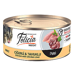 Felicia Insight Ciğer ve Tavuk Etli Kıyılmış Tahılsız Kedi Konservesi 85 Gr - Felicia