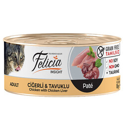 Felicia - Felicia Insight Ciğer ve Tavuk Etli Kıyılmış Tahılsız Kedi Konservesi 85 Gr