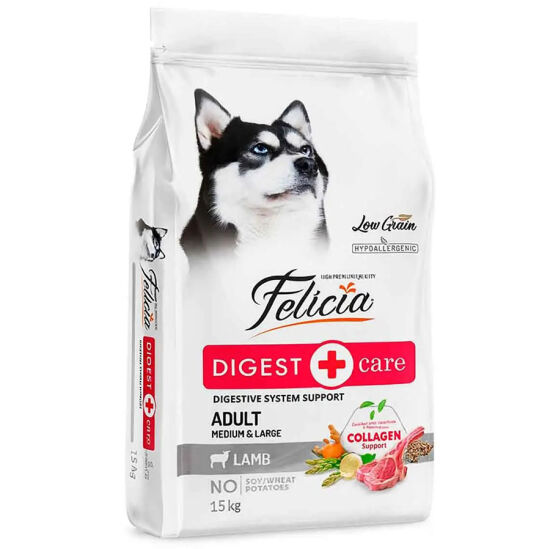 Felicia Hypoallergenic Düşük Tahıllı Kuzulu ve Pirinçli Yetişkin Köpek Maması 15 Kg + Temizlik Mendili - 1