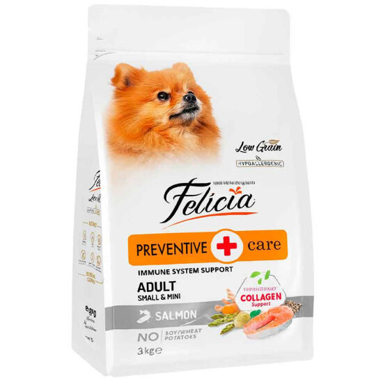 Felicia Hypoallergenic Düşük Tahıllı Somonlu Küçük Irk Yetişkin Köpek Maması 3 Kg + Temizlik Mendili