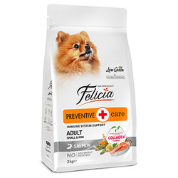 Felicia - Felicia Hypoallergenic Düşük Tahıllı Somonlu Küçük Irk Yetişkin Köpek Maması 3 Kg 