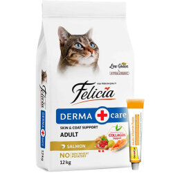 Felicia Hypoallergenic Düşük Tahıllı Somonlu Kedi Maması 12 Kg + Gimcat 20 Gr Multivitamin Paste - Felicia