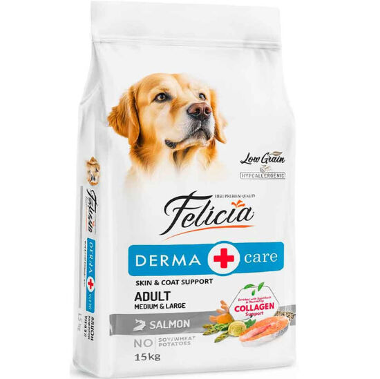 Felicia Hypoallergenic Düşük Tahıllı Somonlu Yetişkin Köpek Maması 15 Kg + Temizlik Mendili - 1