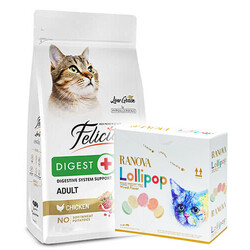 Felicia - Felicia Hypoallergenic Düşük Tahıllı Tavuk Etli Kedi Maması 12 Kg + 15'li Ranova Lolipop