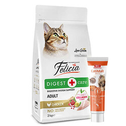 Felicia - Felicia Hypoallergenic Düşük Tahıllı Yetişkin Tavuk Etli Kedi Maması 2 Kg + Biopet Active Malt Paste 25 ML
