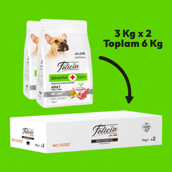Felicia Hypoallergenic Düşük Tahıllı Kuzu Etli Küçük Irk Köpek Maması 6Kg ( 3 Kg x 2 ) + Temizlik Mendili - 2