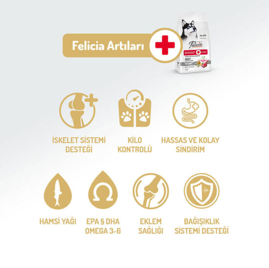 Felicia Hypoallergenic Düşük Tahıllı Kuzulu ve Pirinçli Yetişkin Köpek Maması 6 Kg ( 3 Kg x 2 ) + Temizlik Mendili - 4