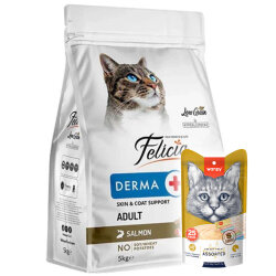 Felicia Hypoallergenic Düşük Tahıllı Somonlu Kedi Maması 5 Kg + Wanpy 25'li Krema Ödül - Felicia