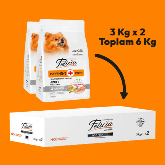 Felicia Hypoallergenic Düşük Tahıllı Somonlu Küçük Irk Yetişkin Köpek Maması 6 Kg ( 3 Kg x 2 ) + Temizlik Mendili - 3
