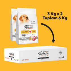 Felicia Hypoallergenic Puppy Düşük Tahıllı Kuzu Etli Yavru Köpek Maması 6 Kg ( 3 Kg x 2 ) + Temizlik Mendili - 2