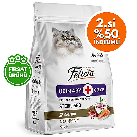 Felicia Hypoallergenic Urinary Sterilised Somonlu Kısırlaştırılmış Kedi Maması 5 Kg x 2 Adet - 1