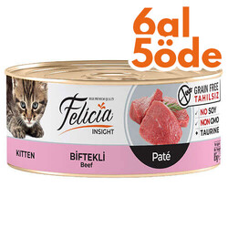 Felicia - Felicia Kitten Biftekli Pate Tahılsız Yavru Kedi Konservesi 85 Gr - 6 Al 5 Öde