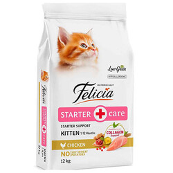 Felicia - Felicia Hypoallergenic Starter Care Kitten Düşük Tahıllı Tavuklu Yavru Kedi Maması 12 Kg + Temizlik Mendili