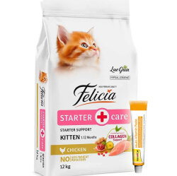 Felicia Hypoallergenic Starter Care Kitten Düşük Tahıllı Tavuklu Yavru Kedi Maması 12 Kg + Gimcat 20 Gr Multivitamin Paste - Felicia