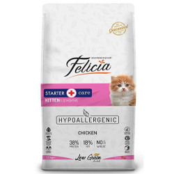 Felicia - Felicia Hypoallergenic Kitten Düşük Tahıllı Tavuk ve Hamsi Yavru Kedi Maması 12 Kg + Temizlik Mendili