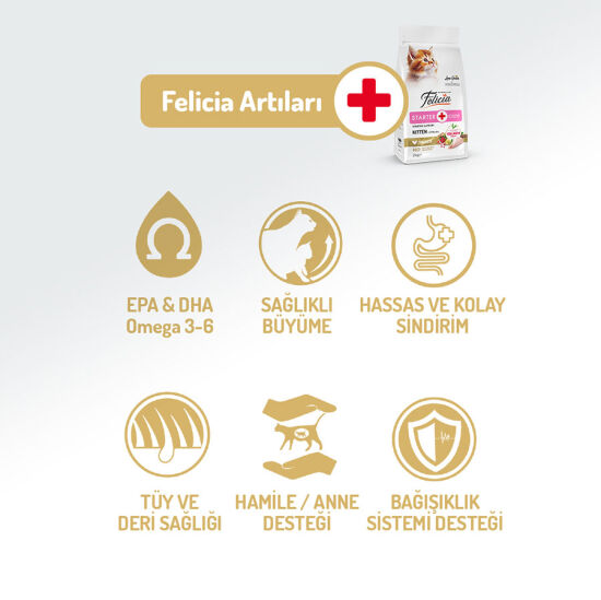 Felicia Hypoallergenic Starter Care Kitten Düşük Tahıllı Tavuklu Yavru Kedi Maması 12 Kg + Gimcat 20 Gr Multivitamin Paste - 4