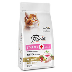 Felicia - Felicia Hypoallergenic Kitten Düşük Tahıllı Tavuk ve Hamsi Yavru Kedi Maması 2 Kg + Temizlik Mendili