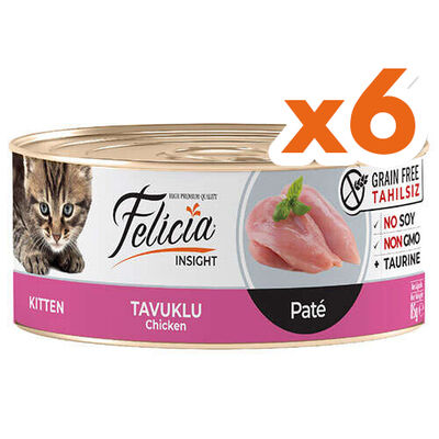 Felicia Insight Kitten Tavuk Etli Pate Tahılsız Yavru Kedi Konservesi 85 Gr x 6 Adet - 1
