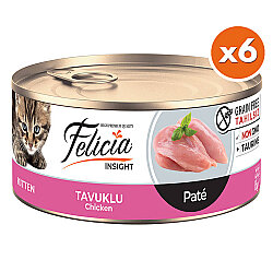 Felicia Insight Kitten Tavuk Etli Pate Tahılsız Yavru Kedi Konservesi 85 Gr x 6 Adet - Felicia