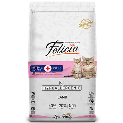 Felicia Mother / Kitten Düşük Tahıllı Yavru Kuzu Etli Kedi Maması 2 Kg + Temizlik Mendili