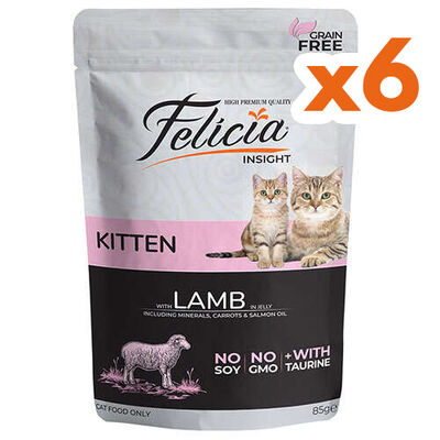 Felicia Pouch Kitten Kuzu Etli Yavru Tahılsız Kedi Yaş Maması 85 Gr x 6 Adet - 1