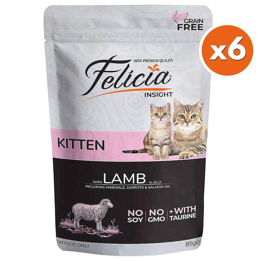 Felicia Pouch Kitten Kuzu Etli Yavru Tahılsız Kedi Yaş Maması 85 Gr x 6 Adet