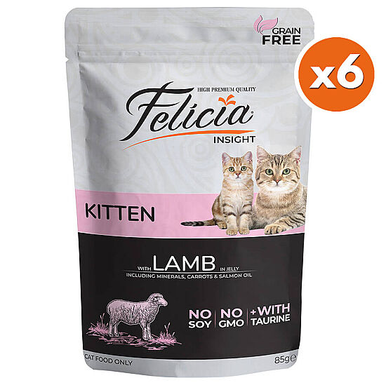 Felicia Pouch Kitten Kuzu Etli Yavru Tahılsız Kedi Yaş Maması 85 Gr x 6 Adet - 1