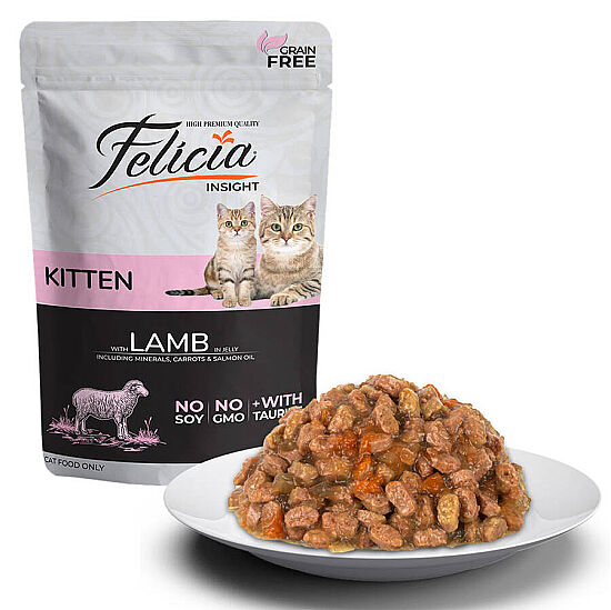 Felicia Pouch Kitten Kuzu Etli Yavru Tahılsız Kedi Yaş Maması 85 Gr x 6 Adet - 3