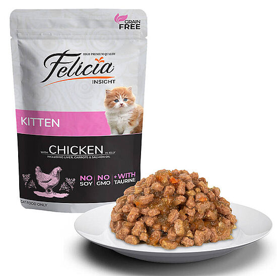 Felicia Pouch Kitten Tavuk Etli Yavru Tahılsız Kedi Yaş Maması 85 Gr - 2