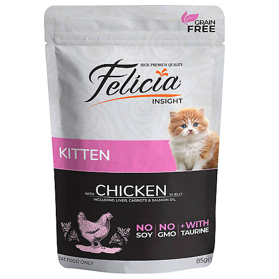 Felicia Pouch Kitten Tavuk Etli Yavru Tahılsız Kedi Yaş Maması 85 Gr - 1