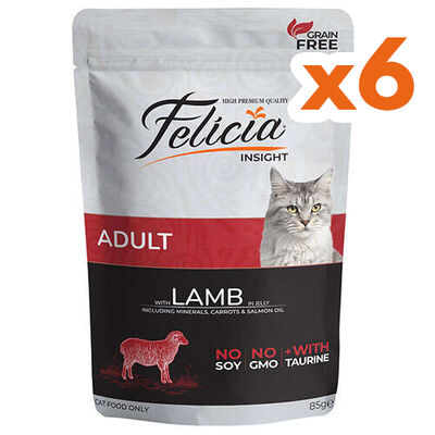 Felicia Pouch Kuzu Etli Tahılsız Kedi Yaş Maması 85 Gr x 6 Adet - 1