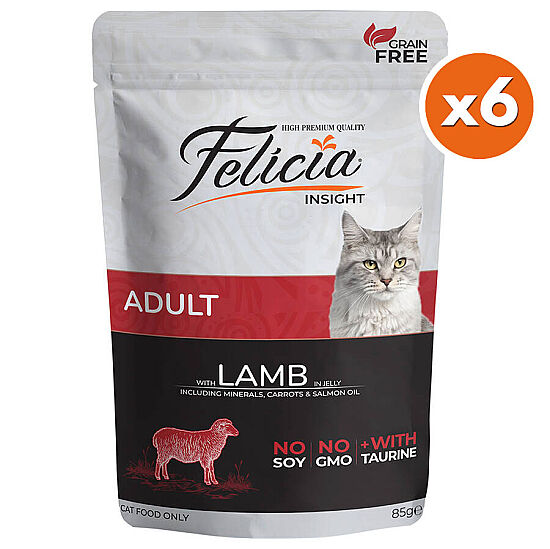 Felicia Pouch Kuzu Etli Tahılsız Kedi Yaş Maması 85 Gr x 6 Adet - 1