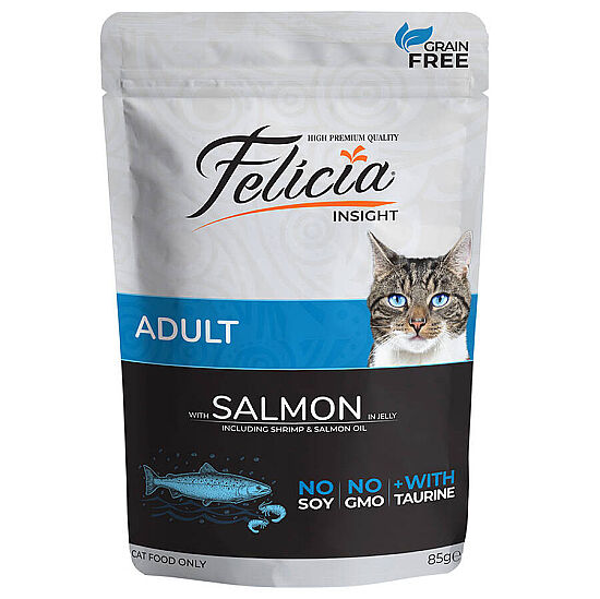 Felicia Pouch Somon Etli Tahılsız Kedi Yaş Maması 85 Gr - 1