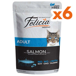 Felicia Pouch Somon Etli Tahılsız Kedi Yaş Maması 85 Gr x 6 Adet - Felicia