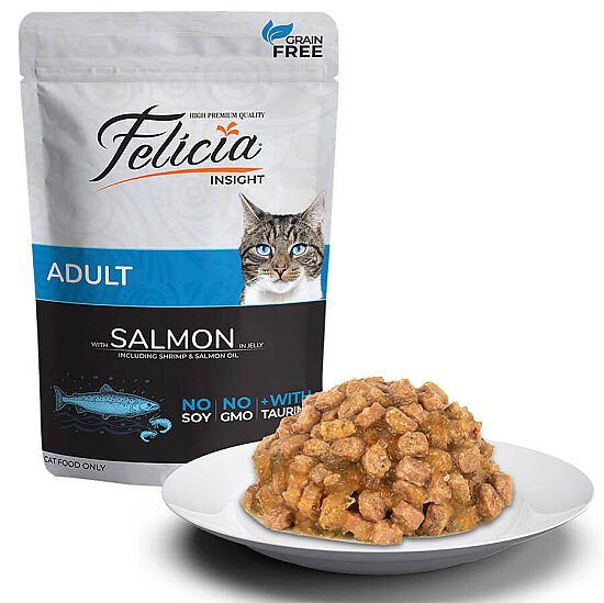 Felicia Pouch Somon Etli Tahılsız Kedi Yaş Maması 85 Gr x 6 Adet - 3